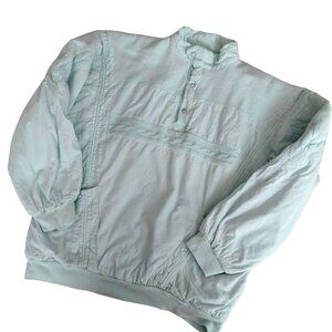 Vtg 80s Cotton Tracksuit Pullover L Pastel Green Preppy Relaxed Fit Pullover